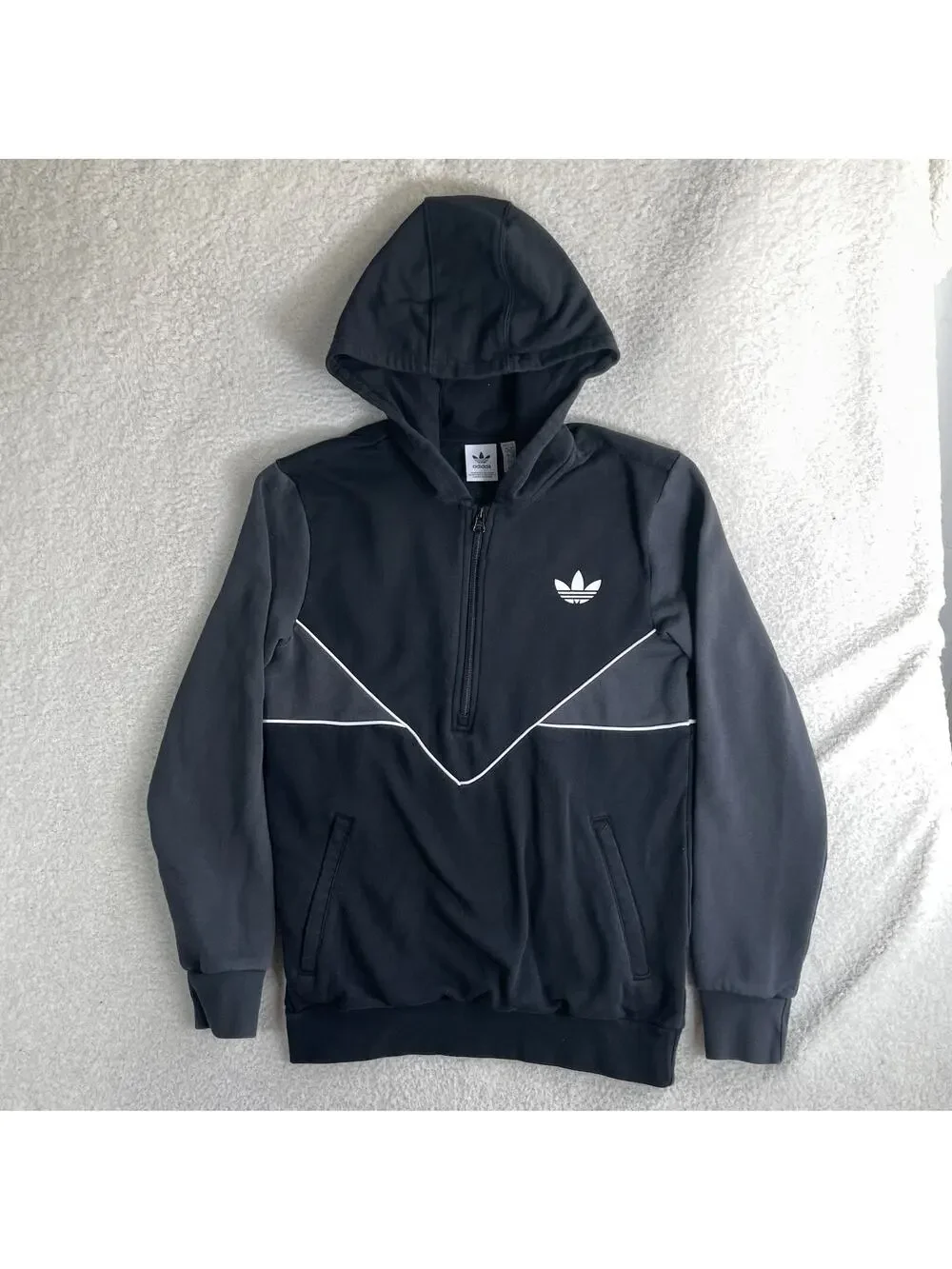 Adidas Archive Hoodie Sweatshirt Boys Youth Large 13-14Y Black Printed Logo